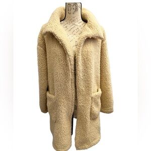 Mind Code Faux Sherpa Teddy Coat Beige Size Medium